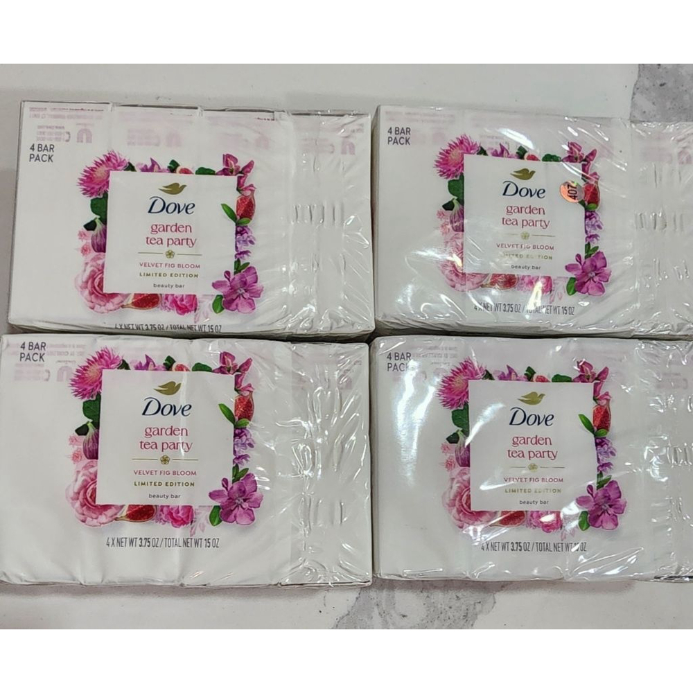 Dove Garden Tea Party Velvet Fig Bloom Beauty Bar. Four Packs of Four